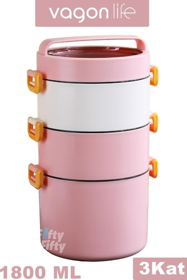 Vagonlife Lunch Box 3 Katlı Büyük Boy 1800 ML  Ofis-Okul İçin Yeni Nesil Sefer Tası-FFLBOX3KAT1800ML - Image 1