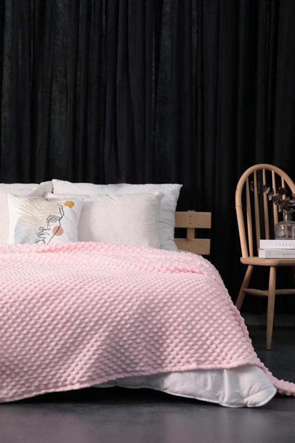 Mink Tomurcuk Çift Kişilik Battaniye - Pudra - Image 1