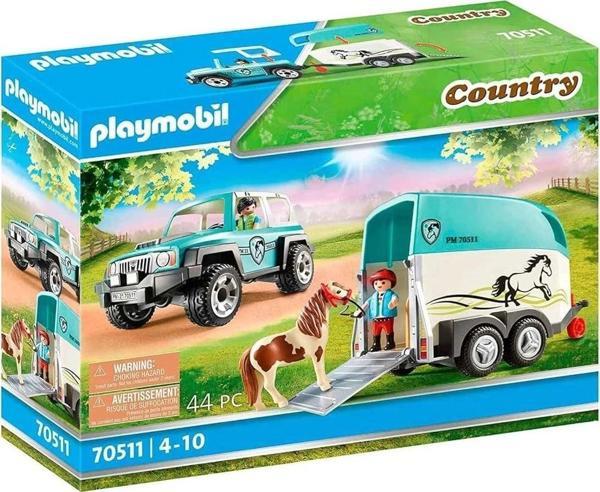 Playmobil 70511 Kır Midilli Römorklu Midilli Çiftlik Arabası, midilli çiftliği, at oyuncakları, eğle - Image 1