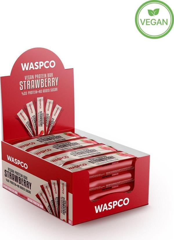 WaspCo Çilekli Vegan Protein Bar 40G X 12 Adet - Image 1