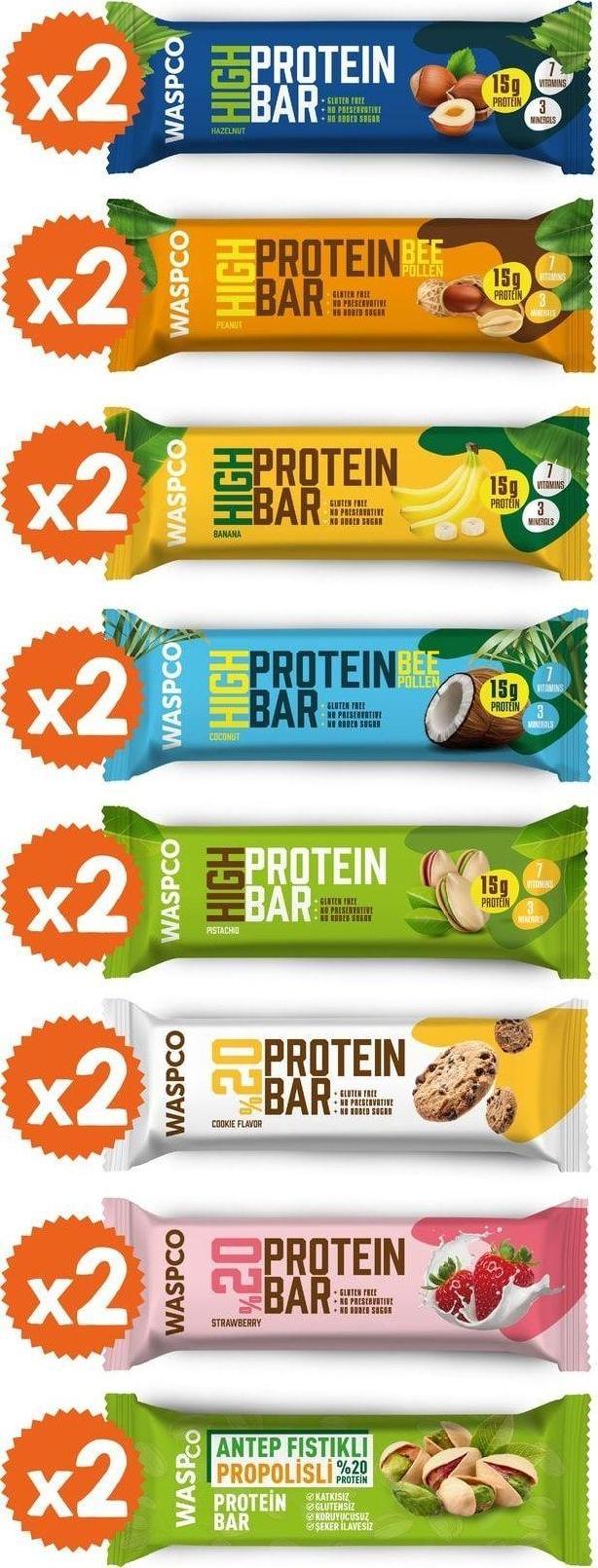 WaspCo Protein Bar Karma Kutu 16 Adet (8 Çeşit) - Image 1