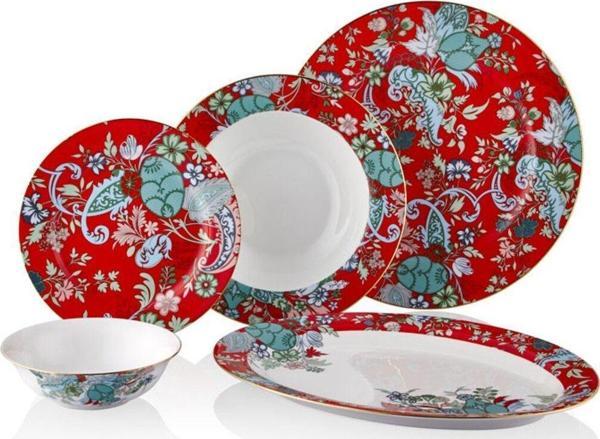 Scarlet Porselen 27 Parça 6 Kişilik Yemek Takımı Kayık Tabaklı - Image 1
