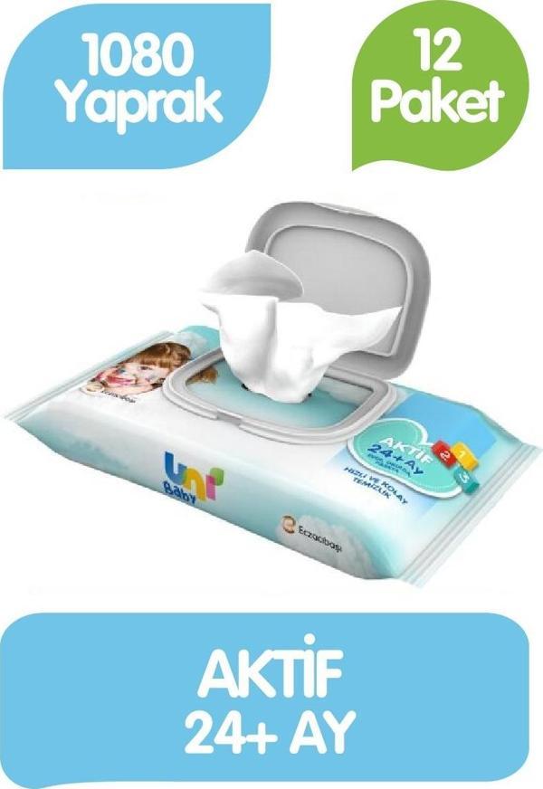 Uni Baby Islak Havlu Kapaklı 90'lı 12 Paket 1080 Yaprak - Image 1