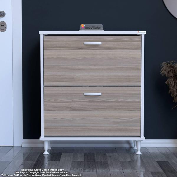 Modilayn UMAY Antre Hol 52 x 86 x 25,5 cm’ lik 2 Düşer Kapak 4 Göz Raf Bölmeli Ayakkabılık - Image 1