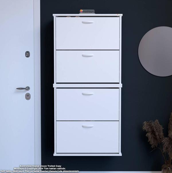 Modilayn UMAY Asma Antre Hol 52 x 148 x 25,5 cm’ lik 4 Düşer Kapak 8 Göz Bölmeli Ayakkabılık - Image 1