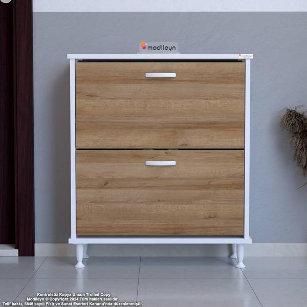 Modilayn UMAY Kapı Önü 52 x 86 x 25, 5 cm’ lik 2 Düşer Kapak 4 Göz Bölmeli Ayakkabılık - Image 1