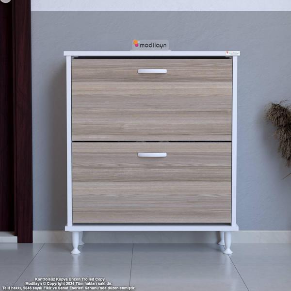 Modilayn UMAY Kapı Önü 52 x 86 x 25, 5 cm’ lik 2 Düşer Kapak 4 Göz Bölmeli Ayakkabılık - Image 1