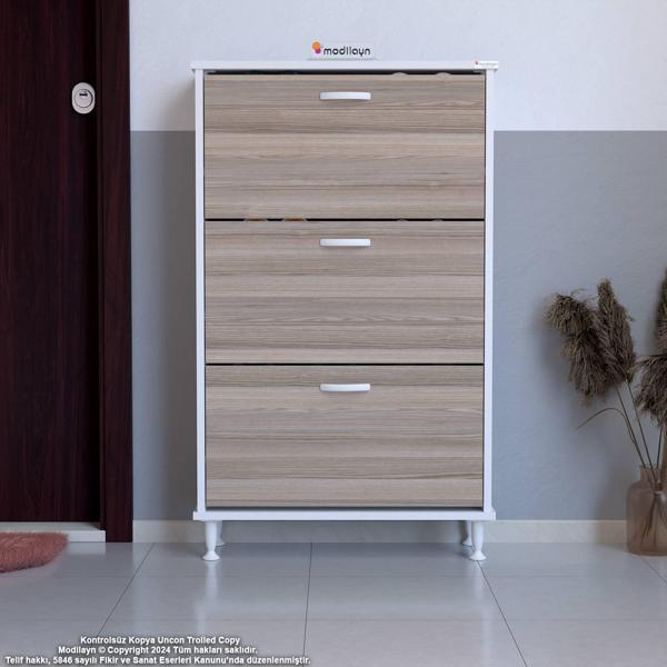 Modilayn VARBİ Kapı Önü 52 x 119 x 25, 5 cm’ lik 3 Düşer Kapak 6 Göz Bölmeli Ayakkabılık - Image 1