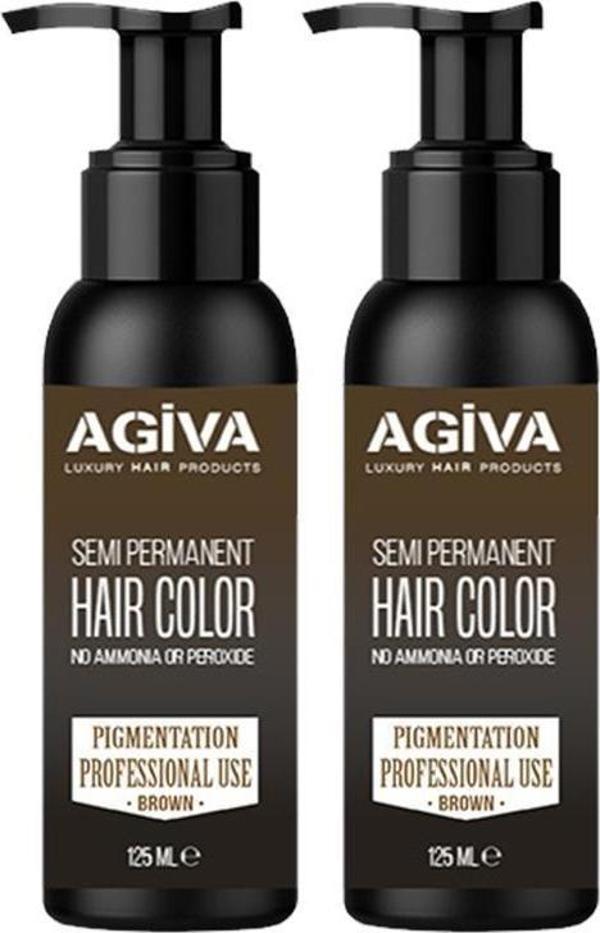 Agiva Erkek jel Saç Boyası Kahverengi 125 ml X2  - Image 1