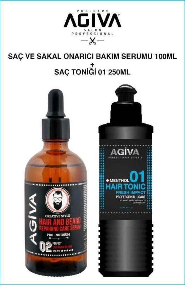 Agiva Güçlendirici Canlandırıcı Şekillendirici Sakal-Bıyık Mentol Ferahlığı Saç Bakım Seti - Image 1