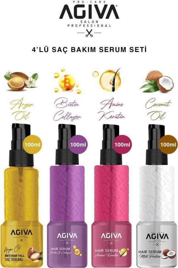 Agiva Saç Güçlendirici Besleyici Uzatıcı Dökülme Karşıtı Saç Serum Seti Tüm Saç Tipleri İçin - Image 1