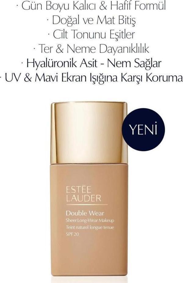 Double Wear Sheer Işıltı ve Nem Etkili Hafif Dokulu Fondöten SPF20 - 30ml Renk:2W1 Dawn - Image 1