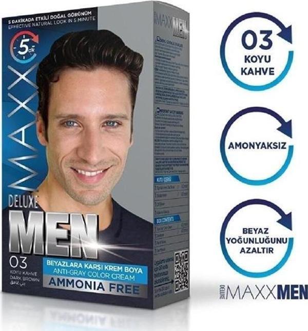 Maxx Deluxe Erkek Saç Boyası 03 Koyu Kahve X2 - Image 1