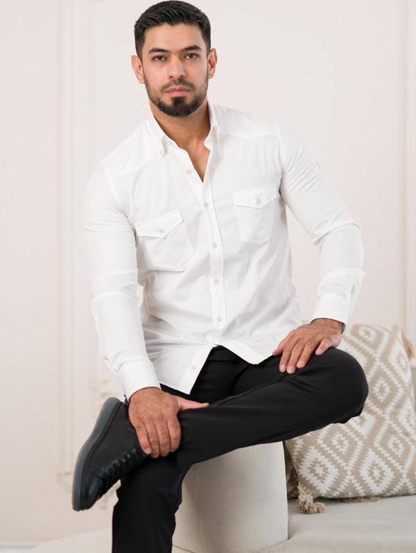 Paul Martin Çift Kapak Cepli Pamuklu Slimfit Gömlek - Image 1