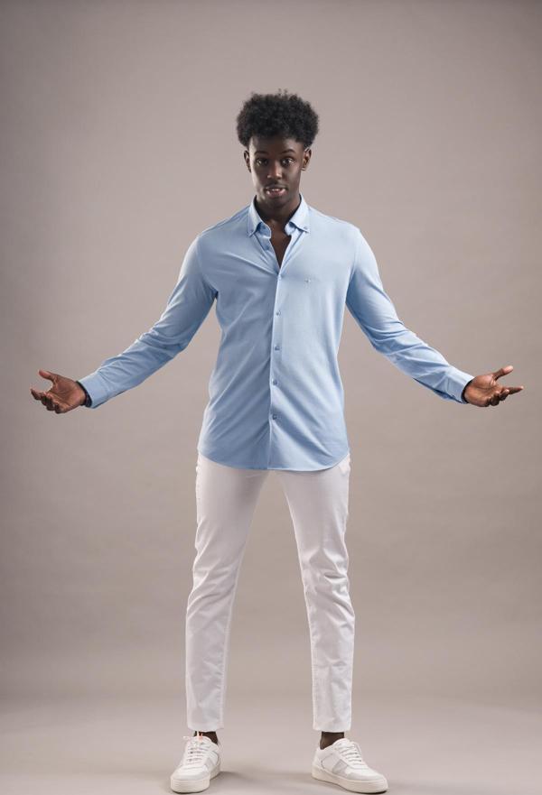 Paul Martin Regular Fit Yaka Düğmeli Pamuklu Likralı Gömlek - Image 1