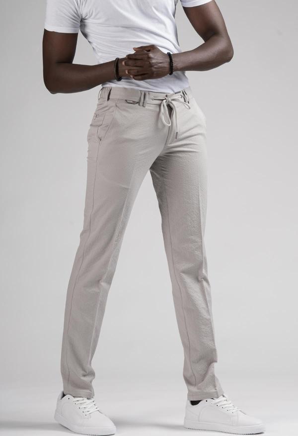 Ecer Slimfit Beli Yarım Lastikli Ve İplikli Gofre Kumaş Yazlık Jogger Pantolon - Image 1