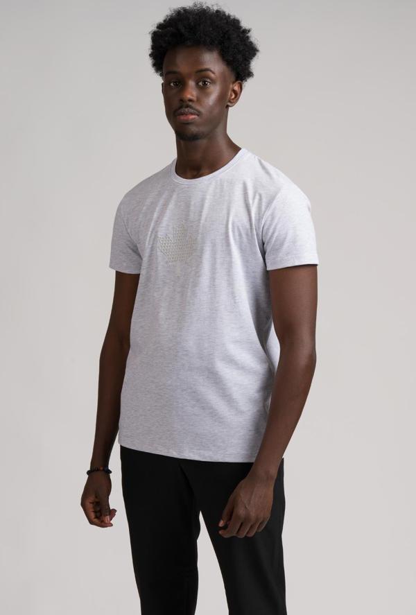 Paul Martin Bisiklet Yaka Önü Baskılı Pamuklu Basic Regular Fit T-shirt - Image 1