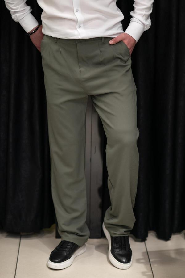 Çift Pileli Arka Beli Lastikli Geniş Paça Baggy Yazlık Kumaş Pantolon - Image 1