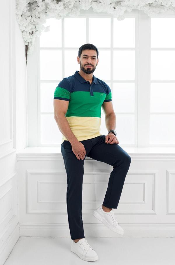 Paul Martin Polo Yaka %100 Pamuk Büyük Parça Desenli Regular Fit T-shirt - Image 1
