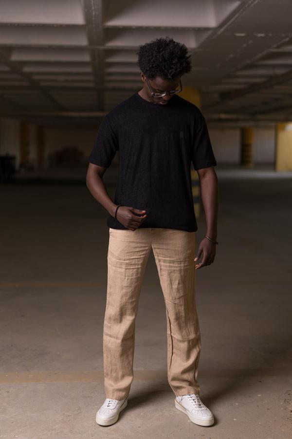 Bisiklet Yaka Havlu Kumaş Yarı Oversize (Hafif Geniş Model) T-shirt - Image 1