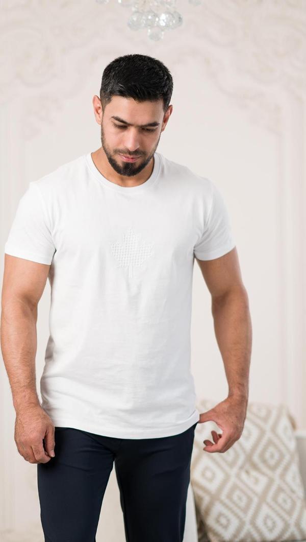 Paul Martin Bisiklet Yaka Önü Baskılı Pamuklu Basic Regular Fit T-shirt - Image 1