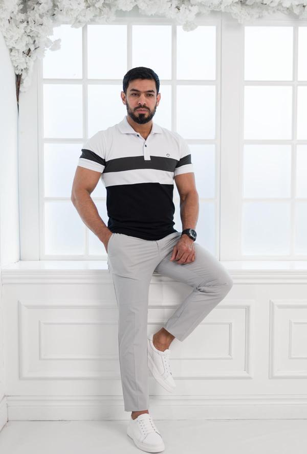 Paul Martin Polo Yaka %100 Pamuk Parça Desenli Regular Fit T-shirt - Image 1