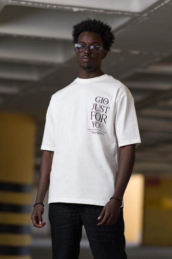 Bisiklet Yaka %100 Pamuklu Baskılı Oversize (Geniş Model) T-shirt - Image 1