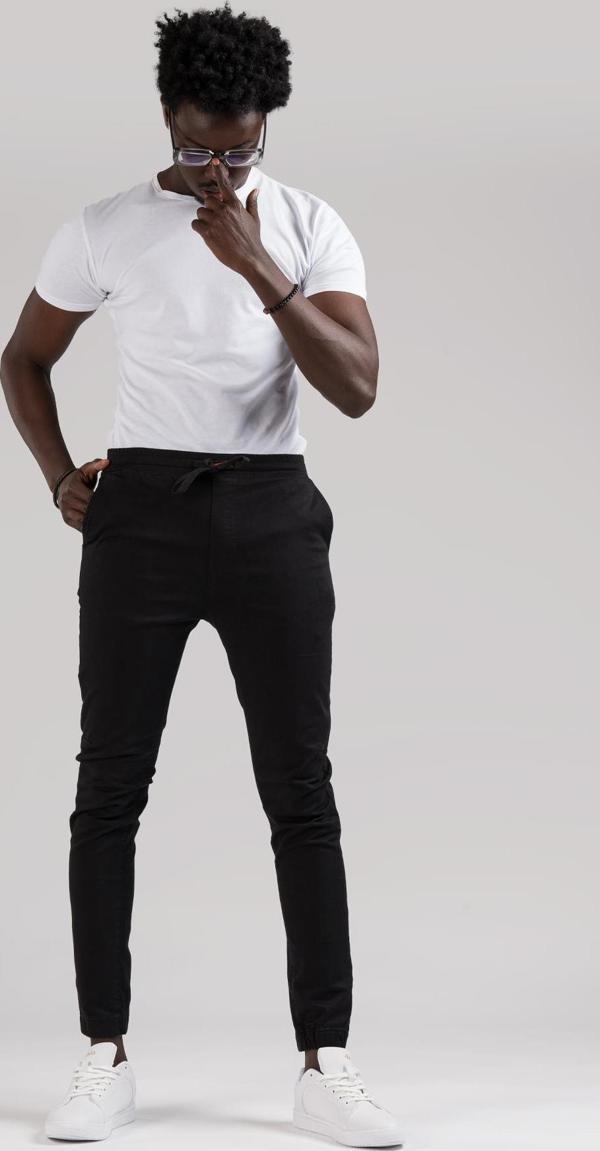 FBI Jeans Dar Ve Lastikli Paça Beli İplikli Kanvas Kumaş Slimfit Jogger Pantolon - Image 1