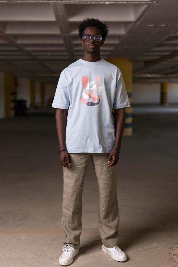 Bisiklet Yaka %100 Pamuklu Önü Baskılı Oversize (Geniş Model) T-shirt - Image 1