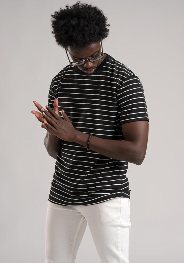 FBI Regular Fit Çizgili Likralı Bisiklet Yaka T-shirt - Image 1