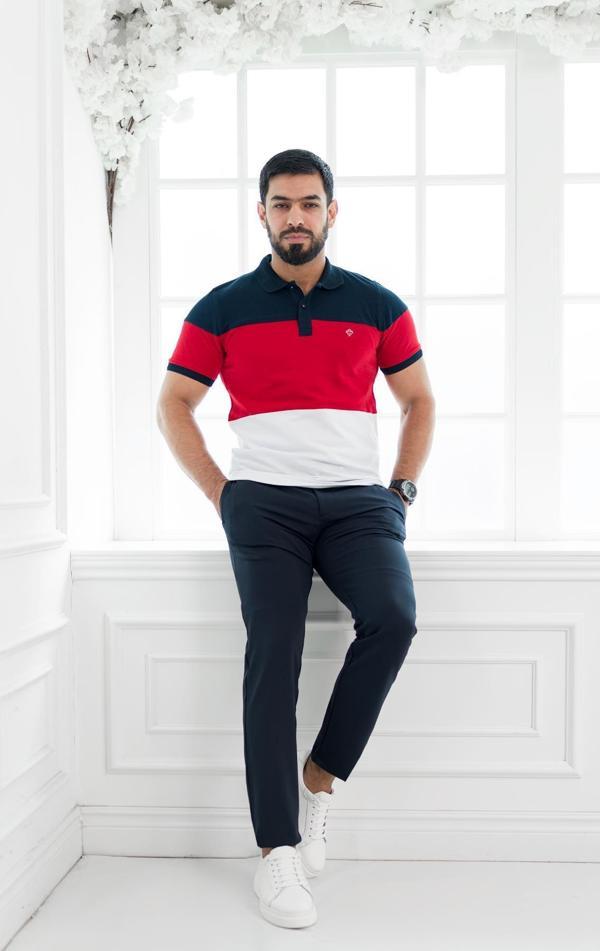 Paul Martin Polo Yaka %100 Pamuk Büyük Parça Desenli Regular Fit T-shirt - Image 1