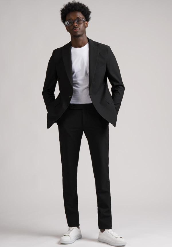 Adimo Slimfit Sivri Yaka Yarım Astarlı Çift Yırtmaçlı Likralı Jogger Takım Elbise - Image 1