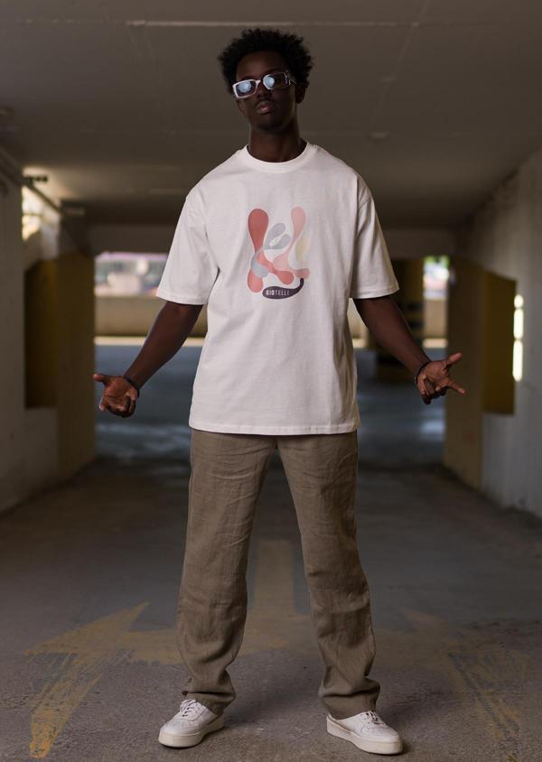 Bisiklet Yaka %100 Pamuklu Önü Baskılı Oversize (Geniş Model) T-shirt - Image 1