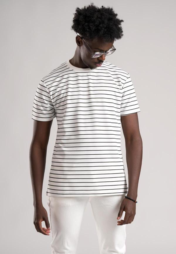 FBI Regular Fit Çizgili Likralı Bisiklet Yaka T-shirt - Image 1