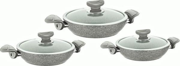 OMS Granit Sahan Set 6 Parça 18-20-22 cm Gri 3004 - Image 1