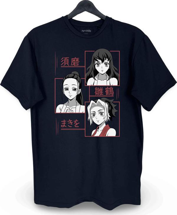 Suma Hinatsuru Makio Baskılı Loose Fit Bisiklet Yaka Unisex Tişört Anime Manga - Image 1