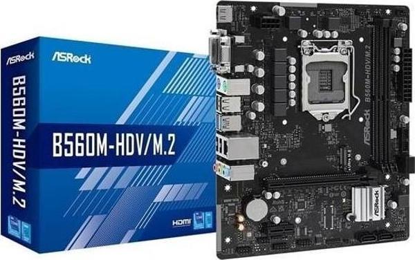ASROCK B560M-HDV/M.2 DDR4 4000MHz(OC) HDMI DVI LGA1200 M.2 mATX ANAKART - Image 1