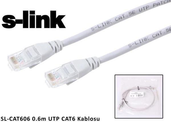 S-link SL-CAT606 cat6 0.60mt Gri Utp Patch Kablo - Image 1