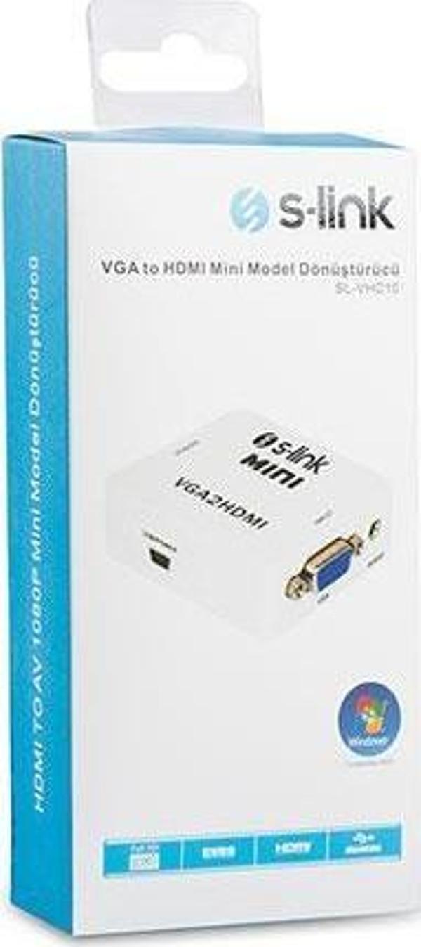 S-Link SL-VHC10 VGA To HDMI Mini Model Dönüştürücü - Image 1