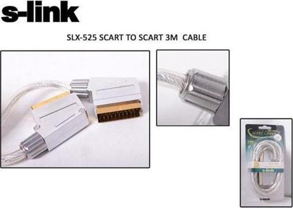 S-link SLX-525 Scart To Scart 3mt Gold Metal Kablo - Image 1