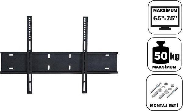 Achill 65'' - 75'' / 165 - 190 Sabit Tv Askı Aparatı Tüm Tv 'ler İçin - Su Terazili - Image 1