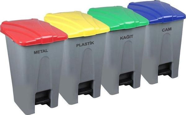 Safell Pedallı Kağıt Plastik Cam Metal Ayrıştırma Kovası - Ayrıştırma Konteyneri - Image 1