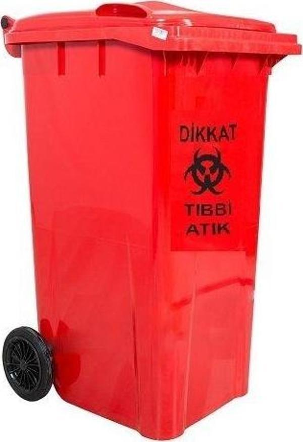 Safell Tıbbi Atık Çöp Konteyneri 240 lt Tekerlekli A+ Isiya Karşı Dayanıklı Kırmızı - Image 1