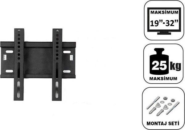 Teif 26’’ – 32’’ 49 - 82 Ekran Sabit Tv Askı Aparatı – Su Terazisi Hediye - Image 1