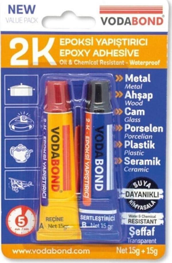 Vodaband 2K Rapid Epoxy Yapıştırıcı (15+15gr)( Reçine+Sertleştirici) - Image 1