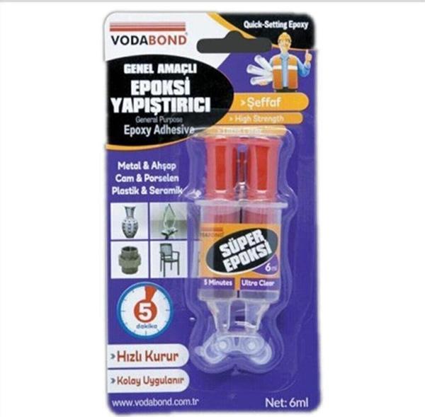 Vodaband 6gr Şırınga Süper Epoxy Şeffaf - Image 1