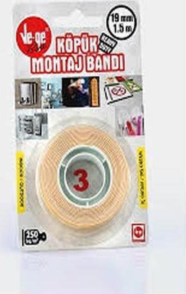 Vege Çift Taraflı Köpük Bant 19 MM x 1,5 MT (3) - Image 1