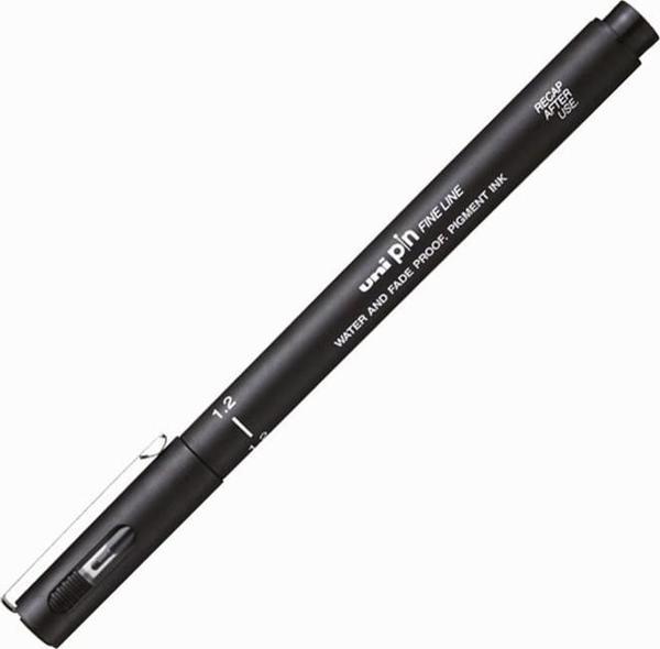 UNI DRAWING PEN PIN12-200 1.2 SIYAH - (12 Adet) - Image 1