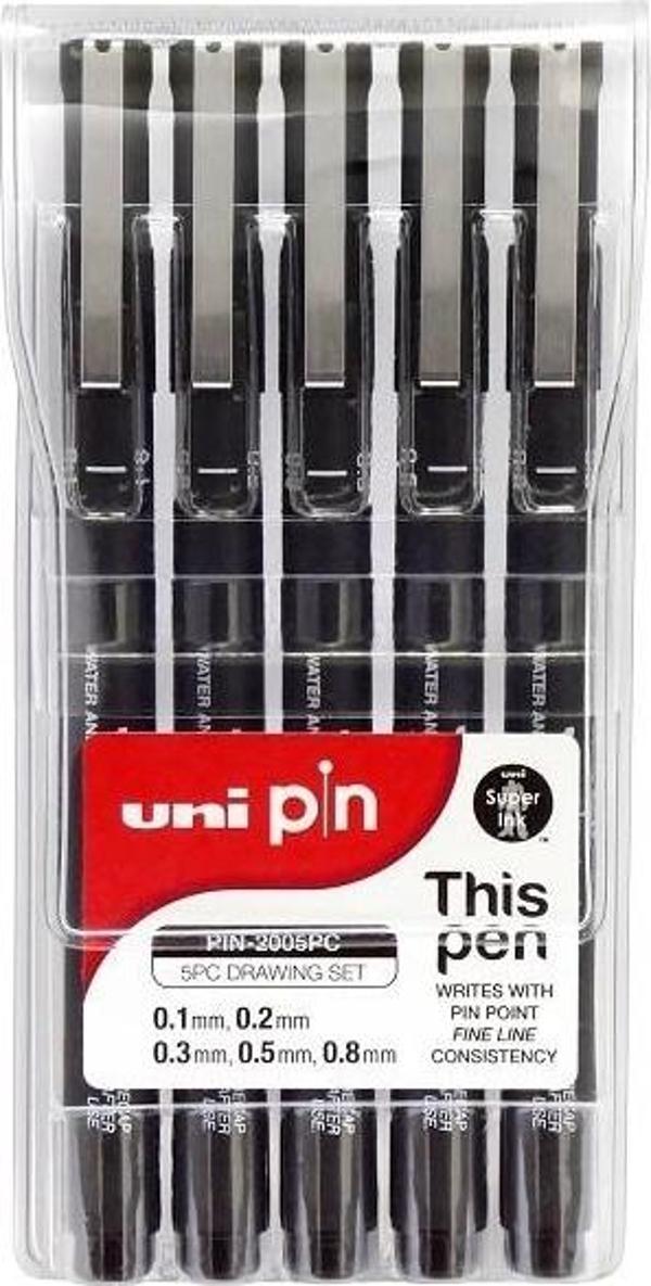 UNI DRAWING PEN PIN-200/5P 5LI - Image 1
