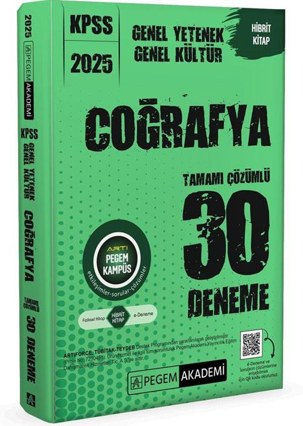 2025 KPSS Genel Yetenek Genel Kültür Coğrafya Tamamı Çözümlü 30 Deneme - Pegem Akademi Yayıncılık - Image 1